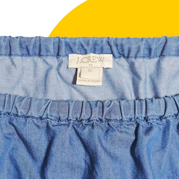 J.Crew Chambray Off Shoulder Ruffle Top XL 100% Cotton Summer Vibes - Picture 6 of 13